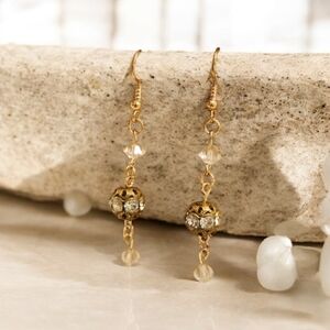 Elegant Gold Beaded Drop Earrings